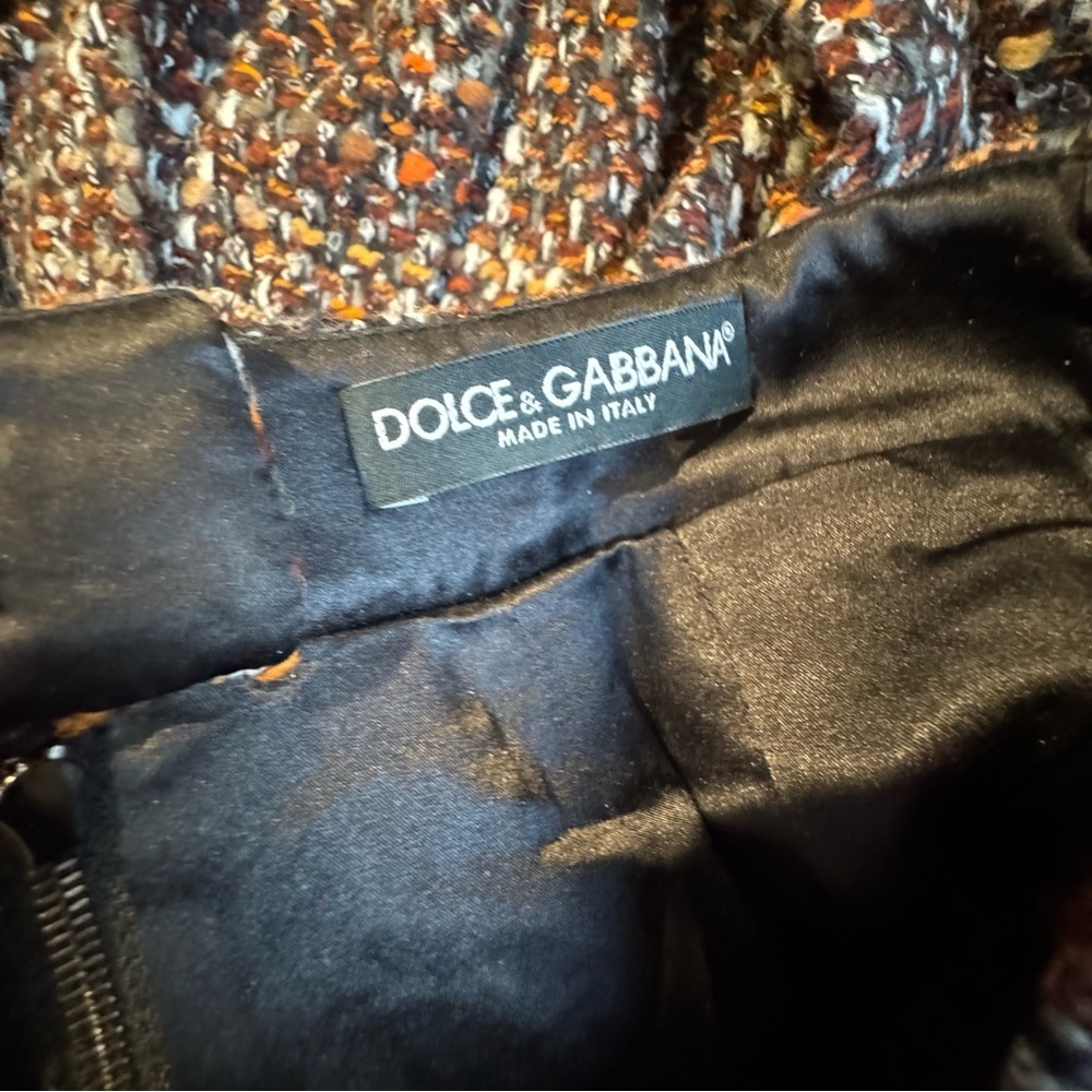 DOLCE & GABBANA Skirt Brown High Waist Tweed Crystal Buckles Wool 40 US 4 E18 - Picture 7 of 10